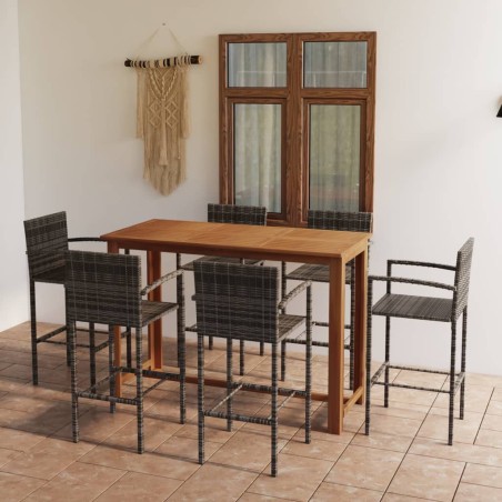 vidaXL Set da Bar da Giardino 7 pz Grigio