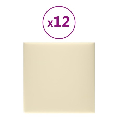 Pannelli Murali 12 pz Crema 30x30 cm Similpelle 1,08 m²