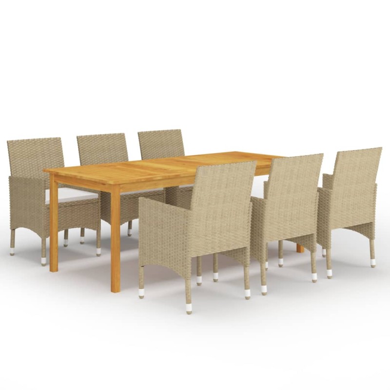 vidaXL Set Mobili da Pranzo per Giardino 7 pz Beige vidaXL Set Mobili da Pranzo per Giardino 7 pz Beige