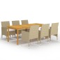 vidaXL Set Mobili da Pranzo per Giardino 7 pz Beige vidaXL Set Mobili da Pranzo per Giardino 7 pz Beige