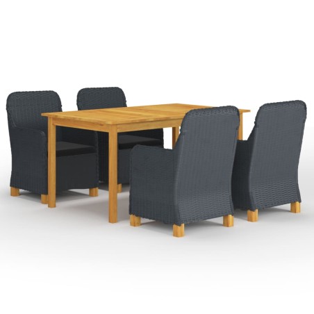 vidaXL Set Mobili da Pranzo per Giardino 5 pz Grigio Scuro