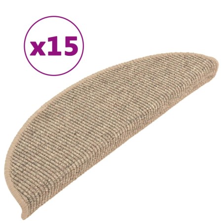 vidaXL Tappeti Adesivi Scale 15 pz 56x17x3 cm Beige Scuro