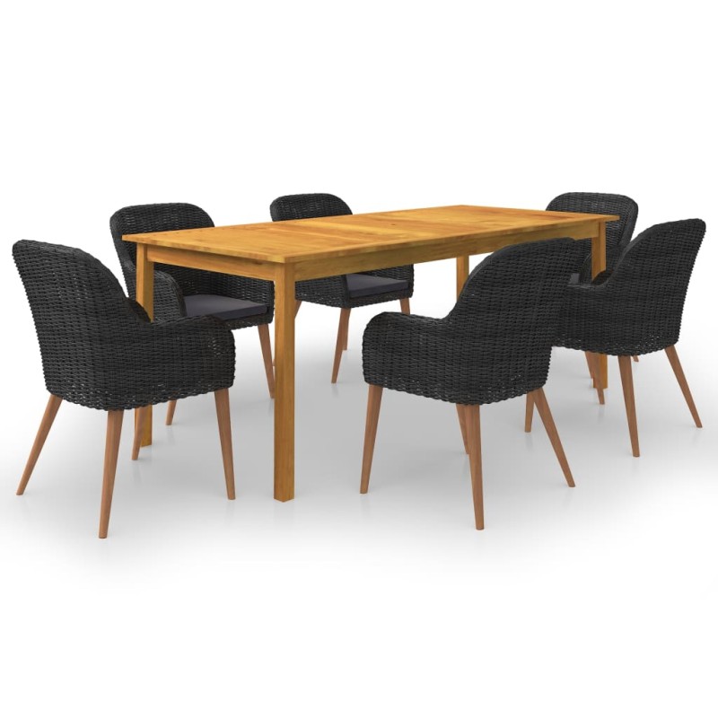 vidaXL Set Mobili da Pranzo per Giardino 7 pz Nero vidaXL Set Mobili da Pranzo per Giardino 7 pz Nero