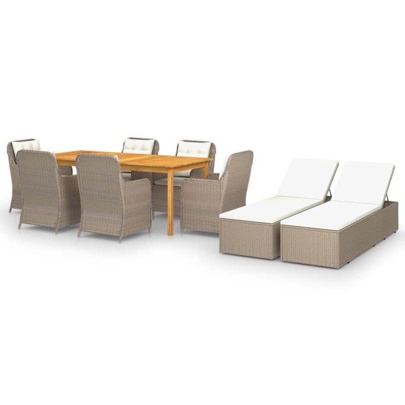 vidaXL Set Mobili da Pranzo per Giardino 9 pz Marrone vidaXL Set Mobili da Pranzo per Giardino 9 pz Marrone