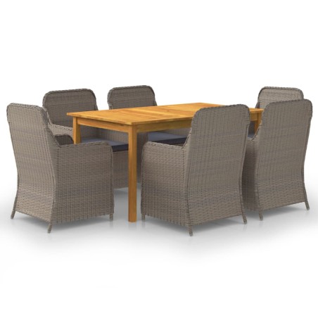 vidaXL Set Mobili da Pranzo per Giardino 7 pz Marrone