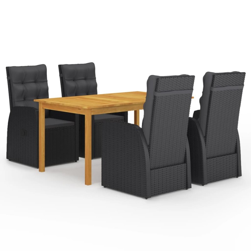 vidaXL Set Mobili da Pranzo per Giardino 5 pz Nero vidaXL Set Mobili da Pranzo per Giardino 5 pz Nero