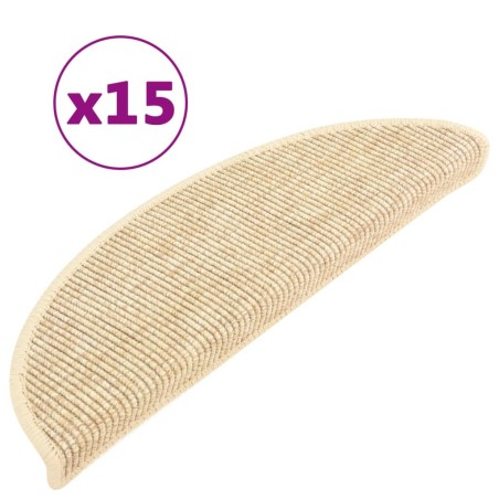 vidaXL Tappeti Adesivi per Scale 15 pz 56x17x3 cm Beige Chiaro