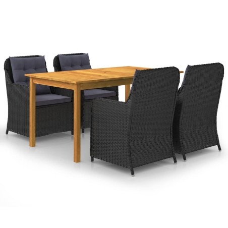 vidaXL Set Mobili da Pranzo per Giardino 5 pz Nero