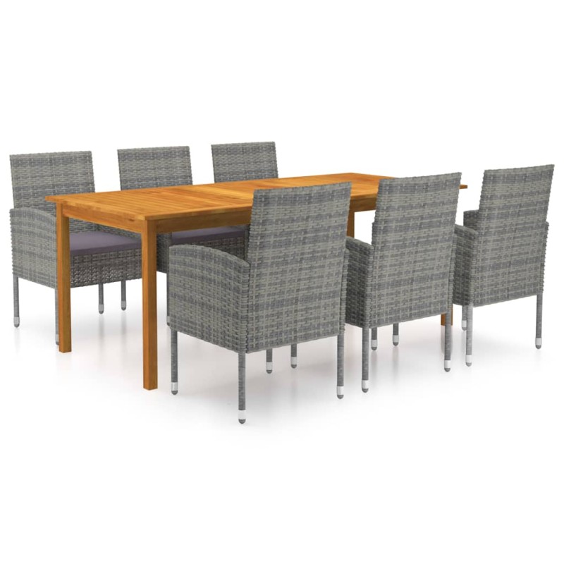 vidaXL Set Mobili da Pranzo per Giardino 7 pz Grigio