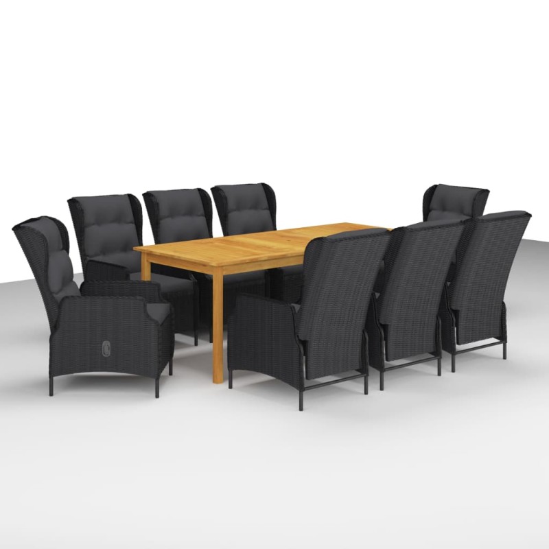 vidaXL Set da Pranzo da Giardino 9 pz Grigio Scuro vidaXL Set da Pranzo da Giardino 9 pz Grigio Scuro