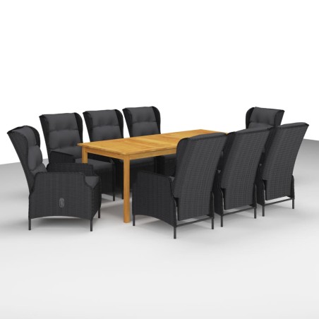 vidaXL Set da Pranzo da Giardino 9 pz Grigio Scuro