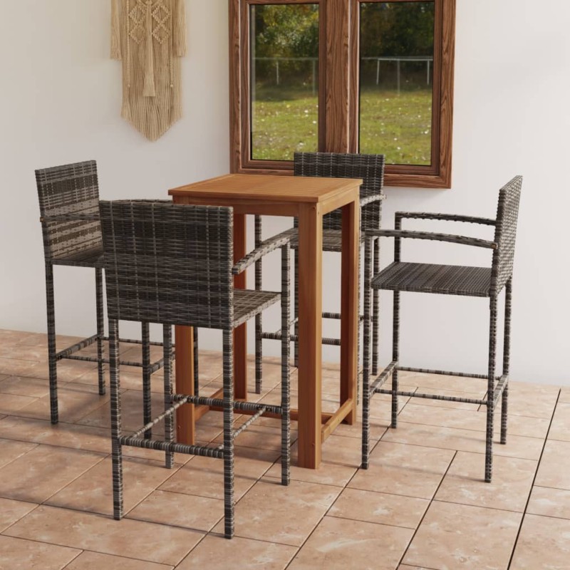 vidaXL Set Bar da Giardino 5 pz Grigio vidaXL Set Bar da Giardino 5 pz Grigio