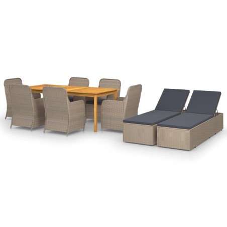 vidaXL Set da Pranzo da Giardino 9 pz Marrone