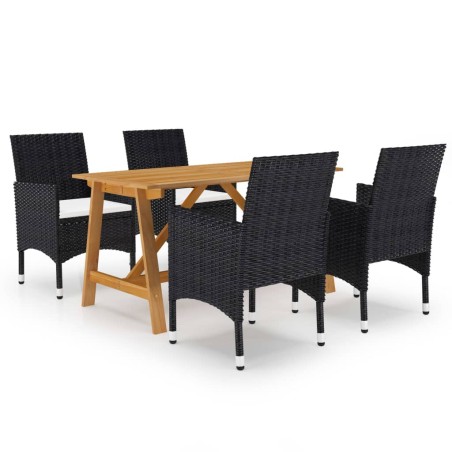 vidaXL Set Mobili da Pranzo per Giardino 5 pz Nero