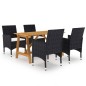vidaXL Set Mobili da Pranzo per Giardino 5 pz Nero vidaXL Set Mobili da Pranzo per Giardino 5 pz Nero