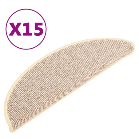 vidaXL Tappetini per Scale 15 pz Bianchi e Marroni 56x17x3 cm