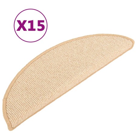 vidaXL Tappetini per Scale 15 pz Crema 56x17x3 cm