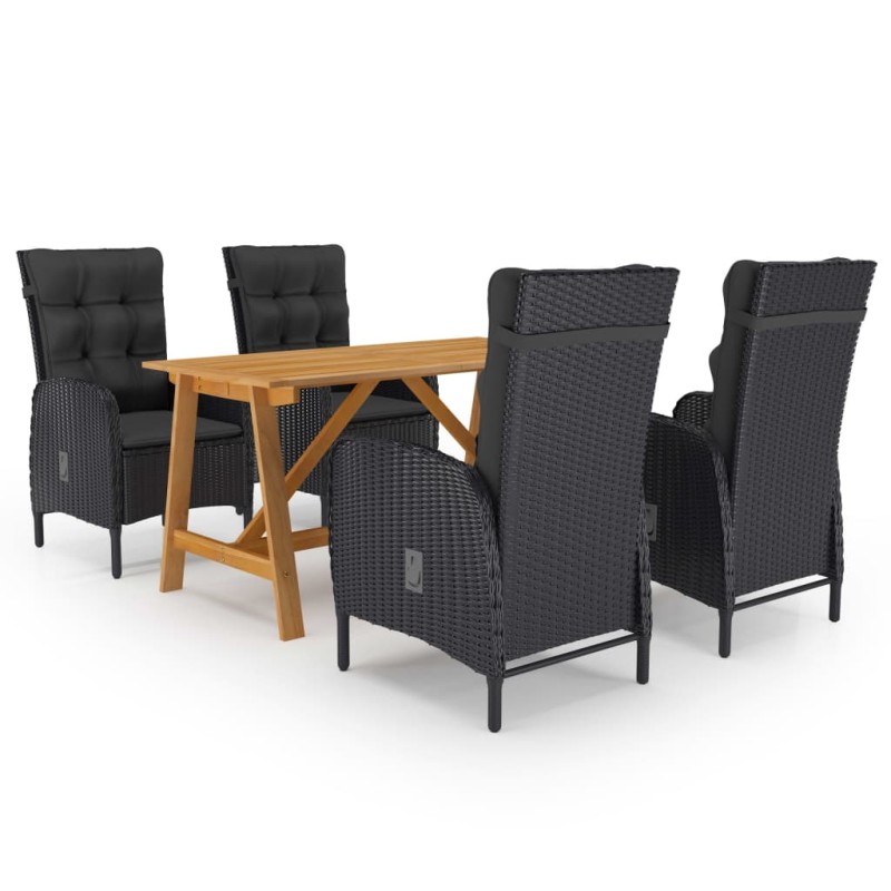 vidaXL Set Mobili da Pranzo per Giardino 5 pz Nero vidaXL Set Mobili da Pranzo per Giardino 5 pz Nero