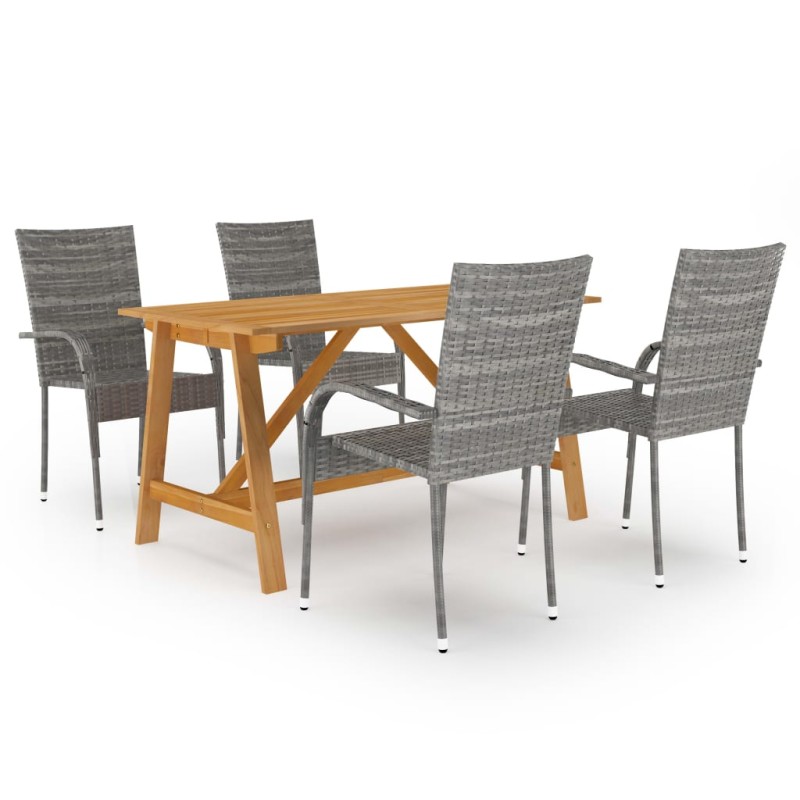 vidaXL Set Mobili da Pranzo per Giardino 5 pz Grigio vidaXL Set Mobili da Pranzo per Giardino 5 pz Grigio