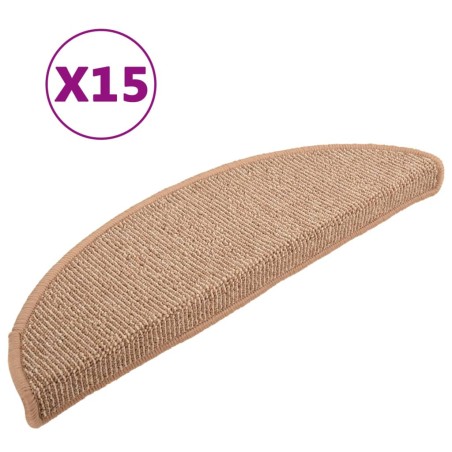 vidaXL Tappetini per Scale 15 pz Marrone Chiaro 56x17x3 cm