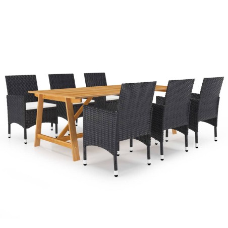 vidaXL Set Mobili da Pranzo per Giardino 7 pz Nero