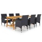 vidaXL Set Mobili da Pranzo per Giardino 7 pz Nero