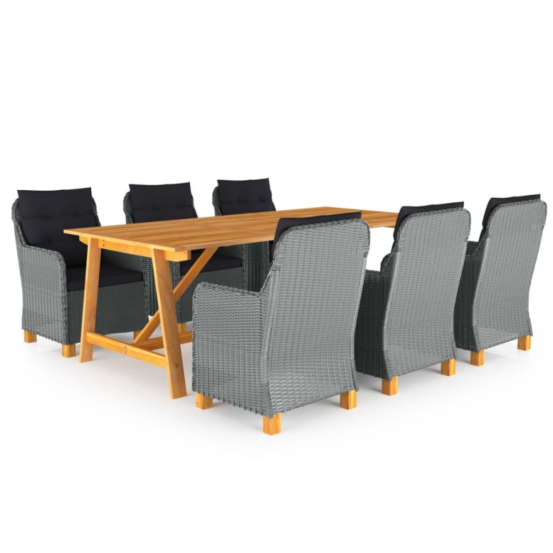 vidaXL Set Mobili da Pranzo per Giardino 7 pz Grigio Chiaro vidaXL Set Mobili da Pranzo per Giardino 7 pz Grigio Chiaro