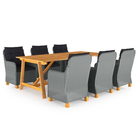 vidaXL Set Mobili da Pranzo per Giardino 7 pz Grigio Chiaro