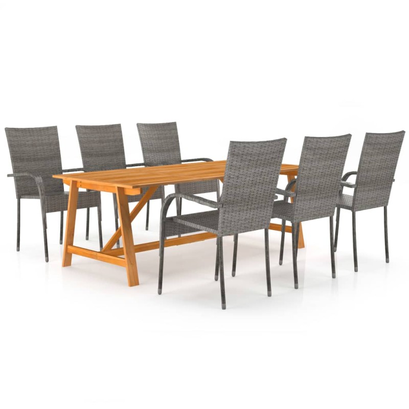 vidaXL Set da Pranzo da Giardino 7 pz Grigio vidaXL Set da Pranzo da Giardino 7 pz Grigio