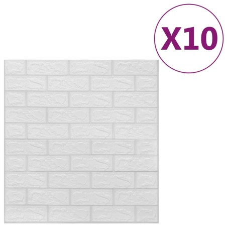 vidaXL Carta da parati 3D Motivo a Mattoni Autoadesiva 10 pz Bianca