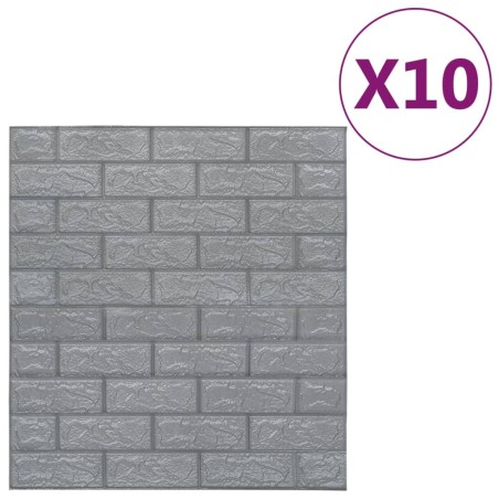 vidaXL Carta da parati 3D Motivo a Mattoni Autoadesiva 10 pz Antracite