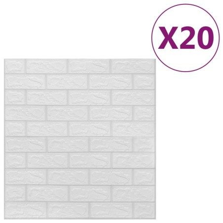 vidaXL Carta da parati 3D Motivo a Mattoni Autoadesiva 20 pz Bianca