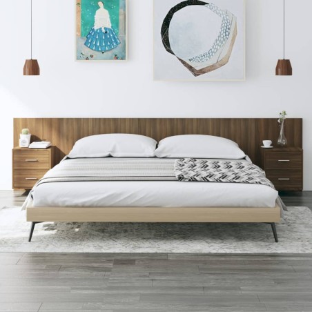 Testiera Letto con Armadietti Rovere Marrone Legno Multistrato