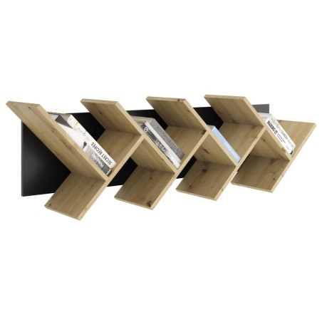 FMD Mensola a Muro Design Geometrico Rovere e Nero