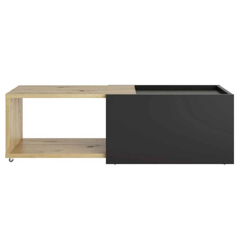 FMD Tavolino da Salotto Estendibile Rovere Artigianale e Nero FMD Tavolino da Salotto Estendibile Rovere Artigianale e Nero