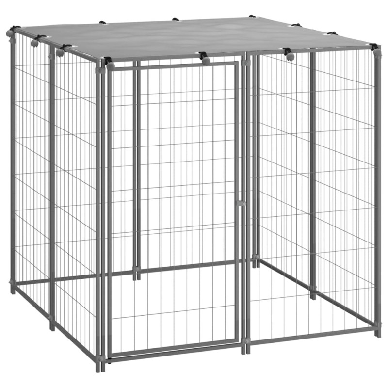 vidaXL Canile Recinto per Cani Argento 110x110x110 cm in Acciaio vidaXL Canile Recinto per Cani Argento 110x110x110 cm in Acciaio