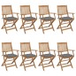 vidaXL Sedie da Giardino Pieghevoli 8 pz con Cuscini Massello Acacia vidaXL Sedie da Giardino Pieghevoli 8 pz con Cuscini Massello Acacia