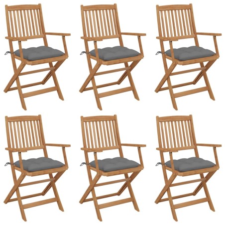 vidaXL Sedie da Giardino Pieghevoli 6 pz con Cuscini Massello Acacia