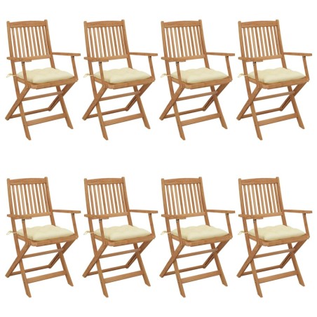 vidaXL Sedie da Giardino Pieghevoli 8 pz con Cuscini Massello Acacia