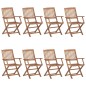 vidaXL Sedie da Giardino Pieghevoli 8 pz con Cuscini Massello Acacia vidaXL Sedie da Giardino Pieghevoli 8 pz con Cuscini Massello Acacia