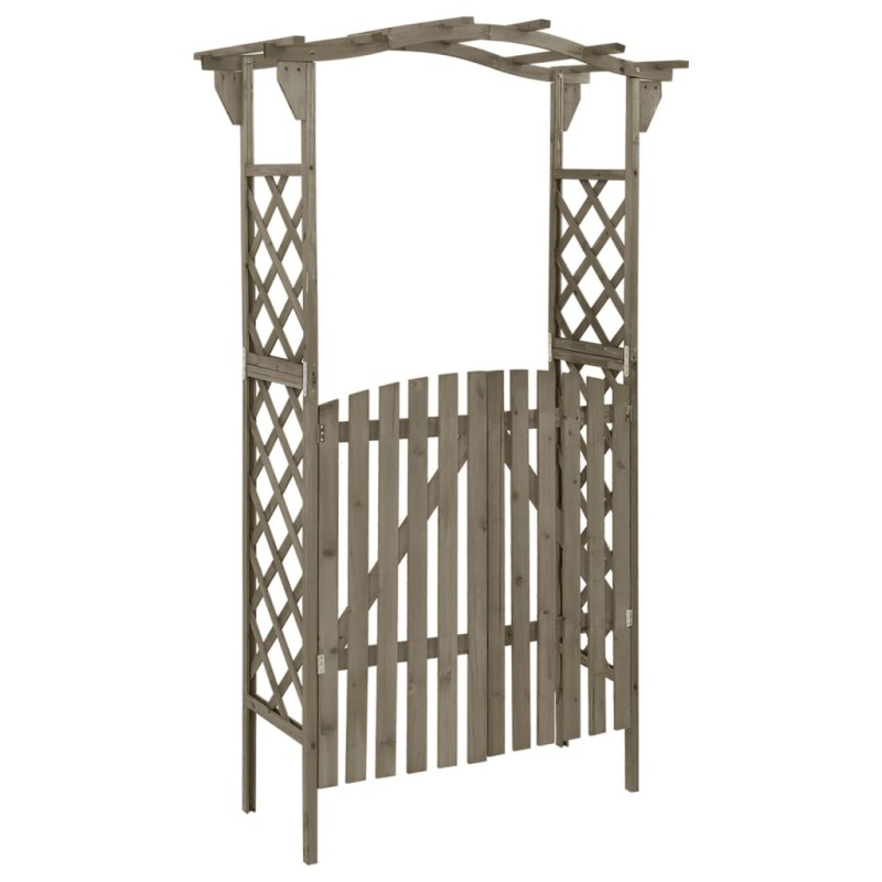 vidaXL Pergolato con Cancello 116x40x204 cm Grigio in Legno di Abete vidaXL Pergolato con Cancello 116x40x204 cm Grigio in Legno di Abete