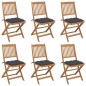 vidaXL Sedie da Giardino Pieghevoli 6 pz con Cuscini Massello Acacia vidaXL Sedie da Giardino Pieghevoli 6 pz con Cuscini Massello Acacia
