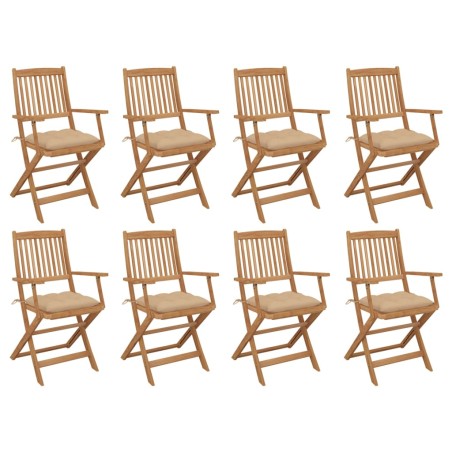 vidaXL Sedie da Giardino Pieghevoli 8 pz con Cuscini Massello Acacia