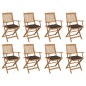 vidaXL Sedie da Giardino Pieghevoli 8 pz con Cuscini Massello Acacia vidaXL Sedie da Giardino Pieghevoli 8 pz con Cuscini Massello Acacia