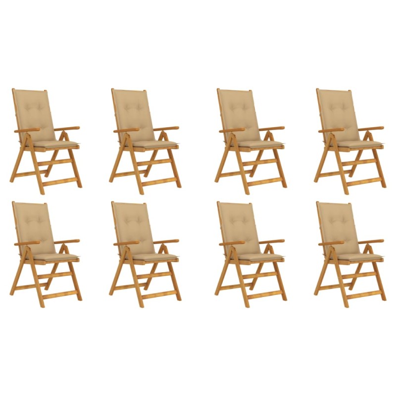 vidaXL Sedie da Giardino Pieghevoli con Cuscini 8 pz Massello Acacia vidaXL Sedie da Giardino Pieghevoli con Cuscini 8 pz Massello Acacia