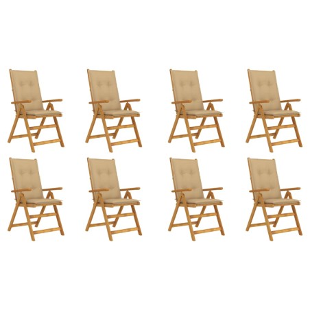 vidaXL Sedie da Giardino Pieghevoli con Cuscini 8 pz Massello Acacia