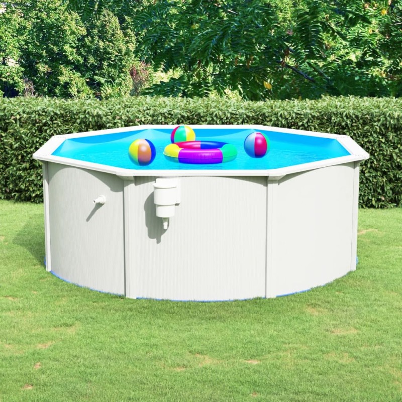 vidaXL Piscina con Pareti in Acciaio 360x120 cm Bianca vidaXL Piscina con Pareti in Acciaio 360x120 cm Bianca