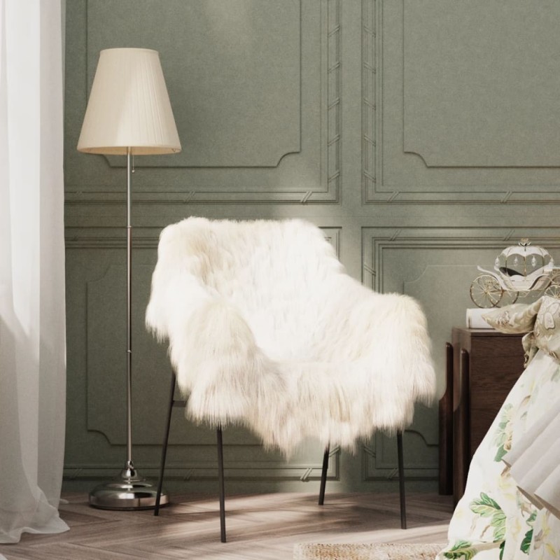 vidaXL Fodera per Sedia in Pelle di Pecora Islandese Crema 70x110 cm vidaXL Fodera per Sedia in Pelle di Pecora Islandese Crema 70x110 cm