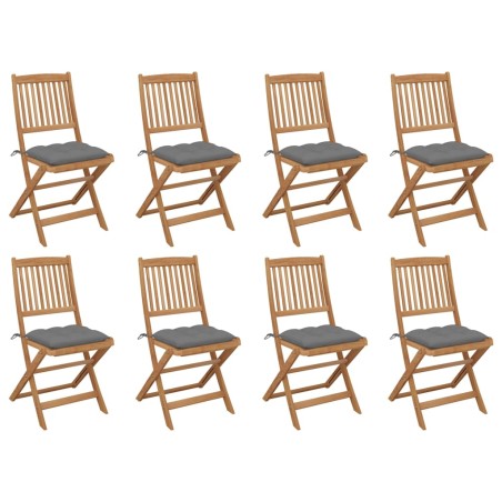 vidaXL Sedie da Giardino Pieghevoli 8 pz con Cuscini Massello Acacia