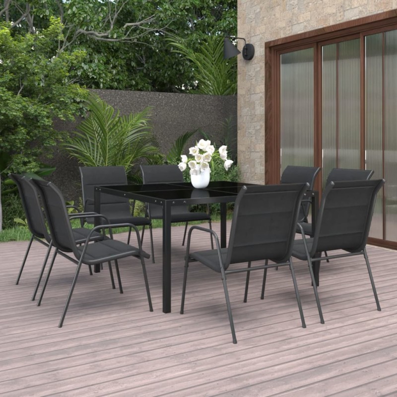 vidaXL Set da Pranzo per Giardino 9 pz in Acciaio vidaXL Set da Pranzo per Giardino 9 pz in Acciaio